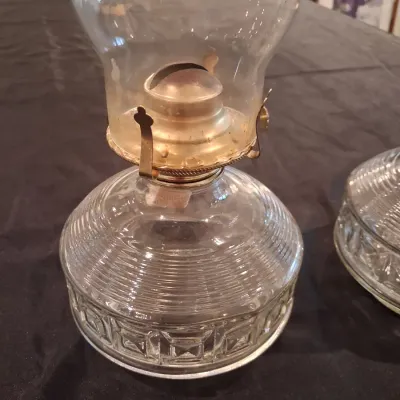 2 GLASS OIL LAMPS