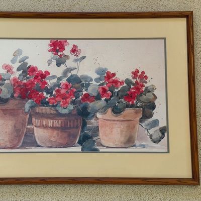 DAWNA BARTON “GERANIUMS” FRAMED PICTURE