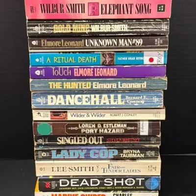 15 Crime, Action, Thriller, Mystery Fiction Books - Wilbur Smith, Elmore Leonard, Charles Henderson