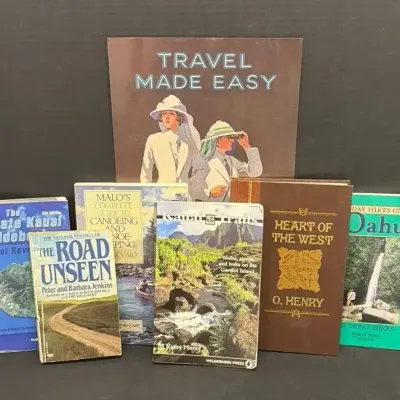 Vintage Regional Travel Guide - 6 Books, 1 Poster, Oahu, West, Kauai, Canoeing, Road Unseen