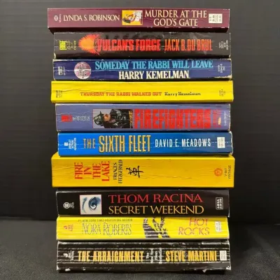 10 Mystery, Thriller, & Fiction Paperback Book Lot - Harry Kemelman, Nora Roberts, Steve Martini