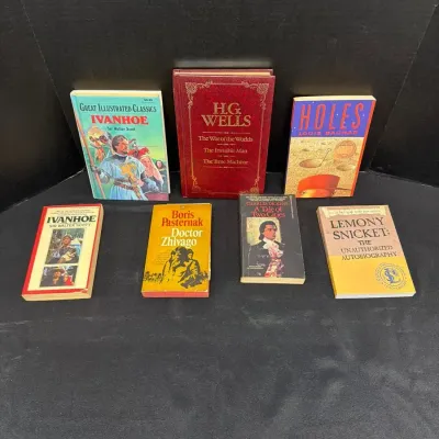 7 YA Classic & Fiction Book Collection - Ivanhoe, H.G. Wells Anthology, & Lemony Snicket
