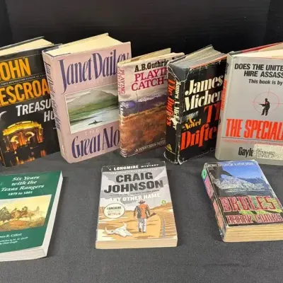 8 Vintage Western & Thriller Novels Books - Michener, Longmire, Dailey