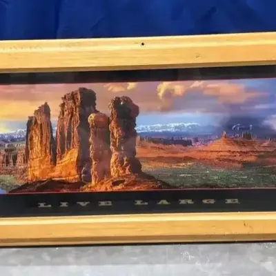 Vintage Framed 1998 Marlboro Live Large Promotional Panoramic Poster - 38”x14”, Southwest, Desert