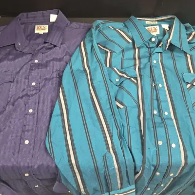 2 Men's Long-Sleeved Button Down Shirts - Big Man 2X, Ely Cattleman XL