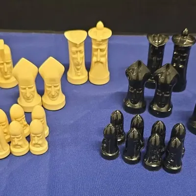 Vintage Mid-Century Peter Ganine Sculptured Gothic Chess Set