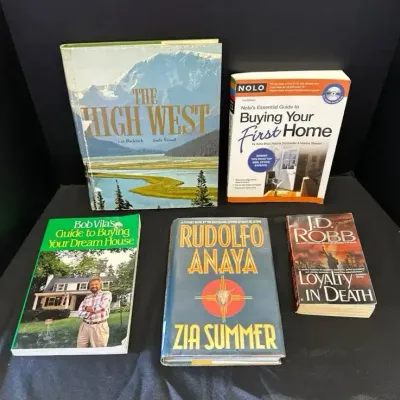 5 Books Home Buying & Fiction: Bob Vila, Nolo, Rudolfo Anaya Zia Summer, JD Robb, The High West
