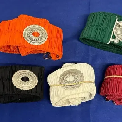 Square Dancing Belts - Stretch, Orange, Black, White, Maroon, Green, Silver Buckles, Large, 1 XL