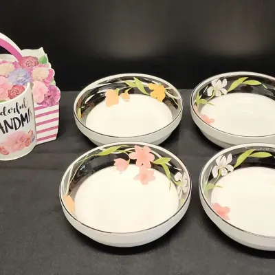 4 Sangostone "Memories" Bowls & New Wonderful Grandma Mug - 4 Bowls, 6-1/2" Dia, New Coffee Mug