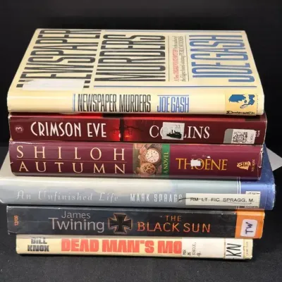 6 Mystery, Historical Fiction, & Thriller Hardcover Book - Gash, Thoene, James Twining