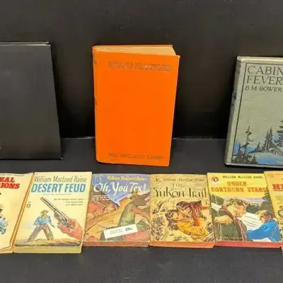 9 Vintage Western Paperback & Hardcover - Cabin Fever, Raine, Palmquist, Carrighar, Bower, Adam