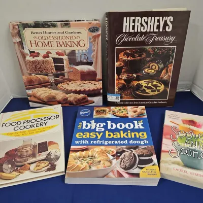 5 Baking Desserts Cookbooks - Food Processor Cookery, Hershey's, Big Book of Baking