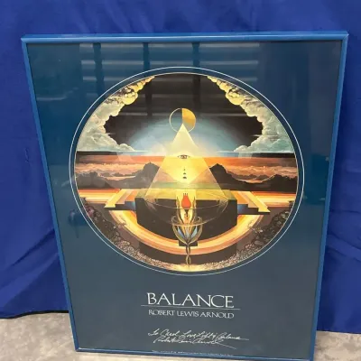 Vintage 1987 Signed Robert Lewis Arnold Balance Art Poster - Exhibition, Visionary, 18”x24”