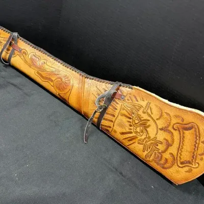 Vintage Hand-Tooled Leather Scabbard - 34” Western Floral Pattern Rifle / Shotgun Case