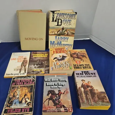 Vintage Western Novels Books - Lonesome Dove, Moving On, Fools Errand, One-Shot Kid
