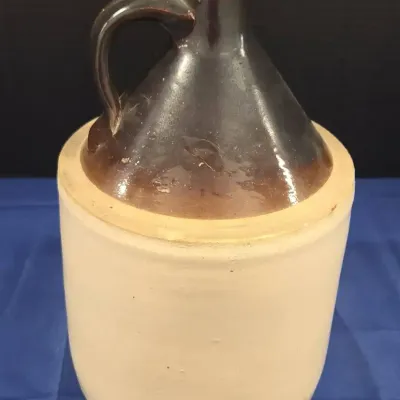 Vintage Two-tone Stoneware Whiskey Jug