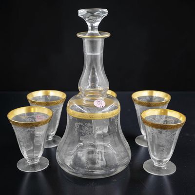 Sale Photo Thumbnail #136: 6 PC TIFFEN-FRANCISCAN MELROSE DECANTER TUMBLERS