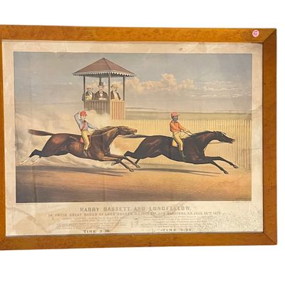 CURRIER & IVES CHROMOLITHOGRAPH 1872 HORSE RACE