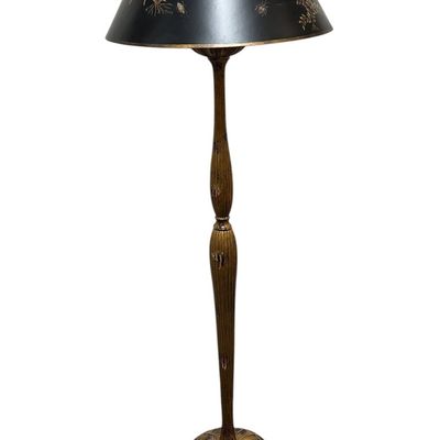 VINTAGE CHINOISERIE GILT PAINTED WOOD FLOOR LAMP