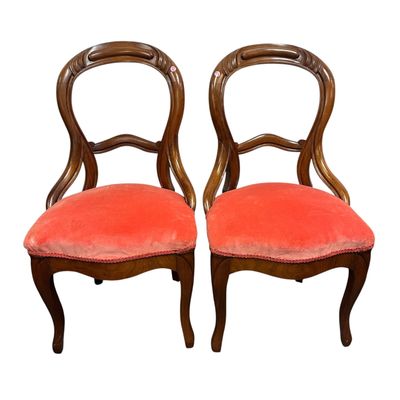 Sale Photo Thumbnail #216: MATCHED PAIR OF ANTIQUE BALLOON BACK SIDE CHAIRS