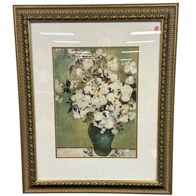 Sale Photo Thumbnail #252: LARGE VINCENT VAN GOGH WHITE ROSES FRAMED PRINT