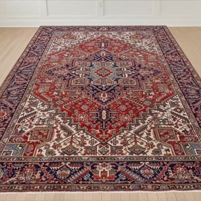 HAND KNOTTED SEMI ANTIQUE ROOM SIZE HERIZ SERAPI RUG