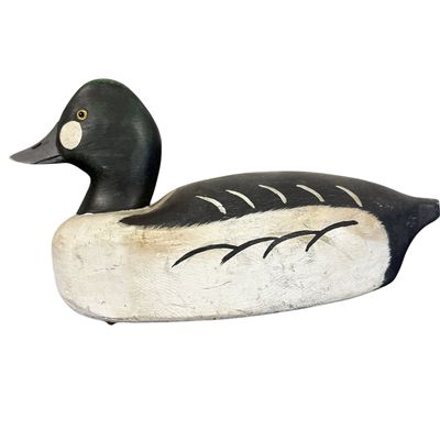 Sale Photo Thumbnail #225: VINTAGE GOLDEN EYE CARVED DECOY BRANDED L S