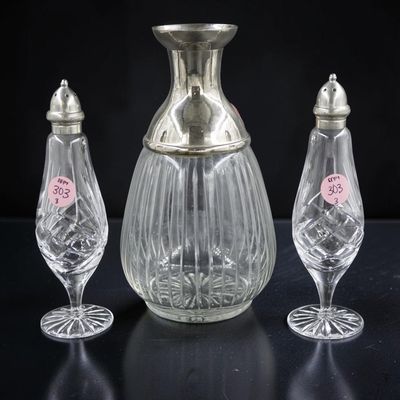 Sale Photo Thumbnail #295: 3 PIECE VINTAGE SILVER PLATE AND CRYSTAL
