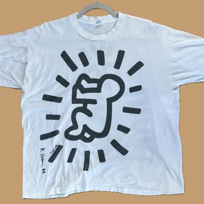 KEITH HARING MARKER SIGNED TEE SHIRT 1988 BARKING DOG
