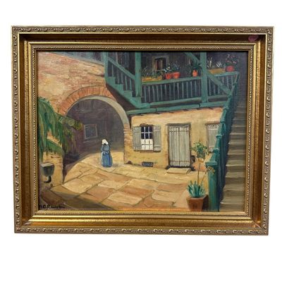 Sale Photo Thumbnail #167: MARION CHURCHILL RAULSTON (1883-1955) CALIFORNIA COURTYARD OIL