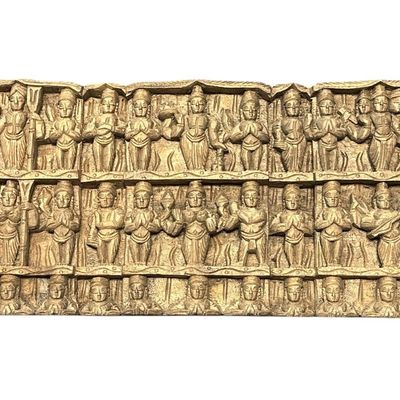 Sale Photo Thumbnail #219: TIBETAN DEITY RELIEF CARVED WOOD WALL HANGING