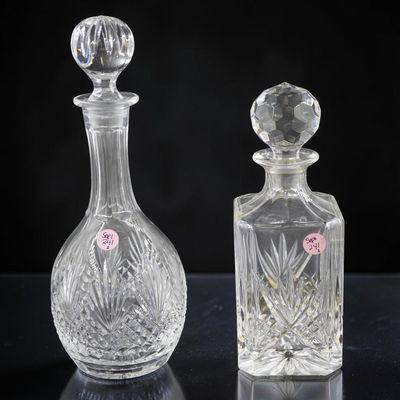 Sale Photo Thumbnail #236: 2 CRYSTAL DECANTERS WEDGWOOD WINE & GODINGER WHISKEY