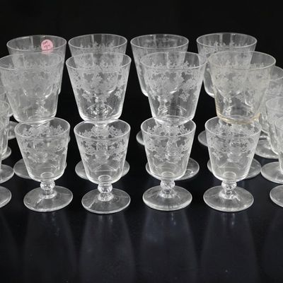 20 PC VINTAGE BRYCE ETCHED GLASS STEMWARE