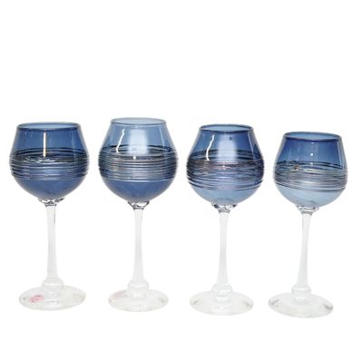 Sale Photo Thumbnail #208: 4 MINH DOUGLAS MARTIN SILVER SPUN WINE GOBLETS