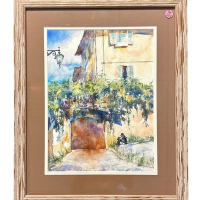 Sale Photo Thumbnail #238: MEDITERRANEAN COURTYARD WATERCOLOR V. BAUER