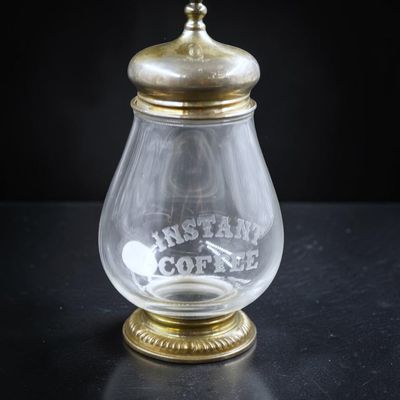 Sale Photo Thumbnail #228: FRANK M. WHITING & CO. STERLING AND ETCHED GLASS INSTANT COFFEE JAR