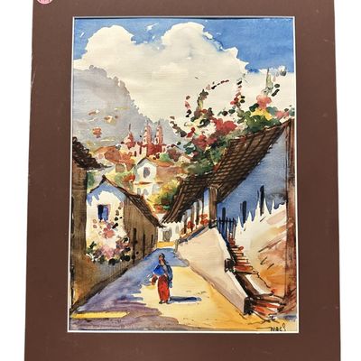 Sale Photo Thumbnail #195: VINTAGE WATERCOLOR MEXICO SIGNED MAGS