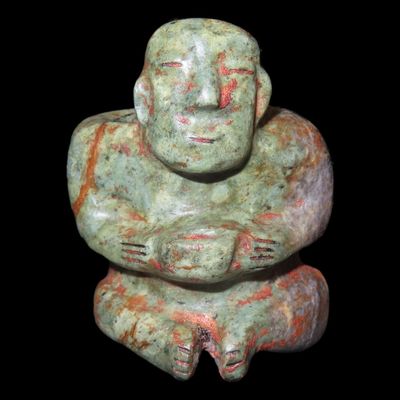 Sale Photo Thumbnail #324: 2 11/16" x 3 5/16" Pre-Columbian Jade Zoomorphic Figurine / Ceremonial Cup or Vessel, Motley & Leithoff COA, South America
