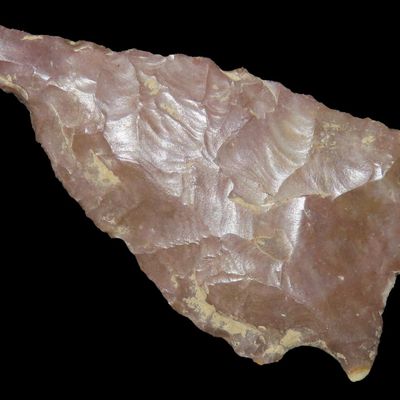 Sale Photo Thumbnail #769: 1 3/4" San Patrice Fluted Transitional Paleo, Louisiana / Texas, 10,000-8000 BP, Found by Joshua Ream, Ex. Jim Bennett