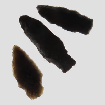 Sale Photo Thumbnail #441: Lot of 3 Cascade Shouldered Points, Quality Obsidian, Oregon, Ex. Denis Burger