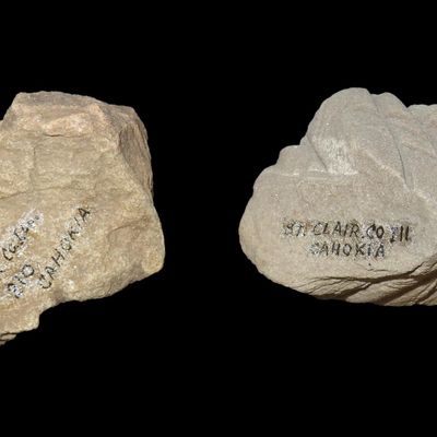 Sale Photo Thumbnail #218: Lot of 2 Abrading Stones, Cahokia, St. Charles, Illinois, Similar Examples Pictured in "Cahokia Mound Group 1938" by Titterington, Page 30, Ex. Charles Wesley