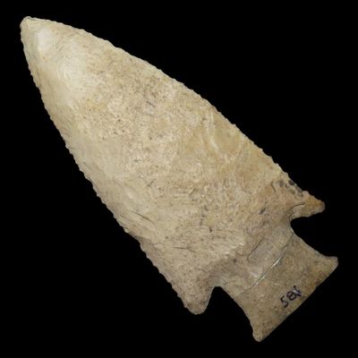 Sale Photo Thumbnail #148: 3 13/16" Hardin, Illinois, Very Well Made and Serrated, Base Restored, Ex. Phillip Potter Collection