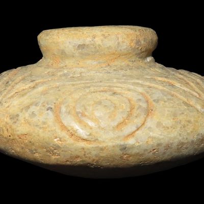 Sale Photo Thumbnail #304: 2 5/16" Pre-Columbian Engraved Ceremonial Stone, Motley & Leithoff COA, Peru