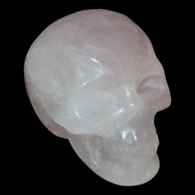 Sale Photo Thumbnail #400: 1 3/4" x 1 3/8" Rose Quartz Stone Skull