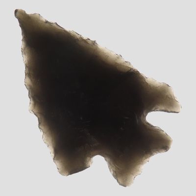 Sale Photo Thumbnail #446: 1 1/4" Elko Corner Notch, Quality Obsidian, Oregon, Ex. Denis Burger
