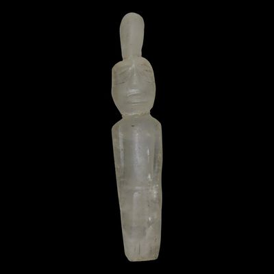Sale Photo Thumbnail #355: 4 5/8" Pre-Columbian Crystal Human Deity, Colombia, Glued at Neck