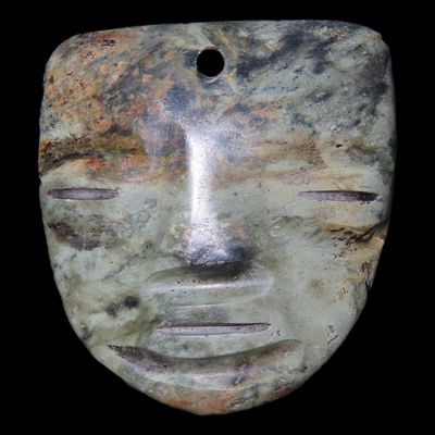 Sale Photo Thumbnail #337: 1 5/8" Pre-Columbian Tairona Jade Maskette Pendant