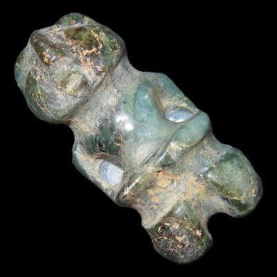 Sale Photo Thumbnail #361: 2" Pre-Columbian Jadeite Zoomorphic Human Pendant, Central America