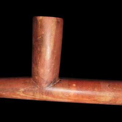 Sale Photo Thumbnail #144: 6 1/4" Historic Plains T-Pipe, Catlinite, Minnesota, 1800s, Very Early Example