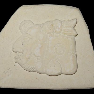 Sale Photo Thumbnail #356: 3" x 3 1/2" Hand-Carved Pre-Columbian-Style Stone Tablet